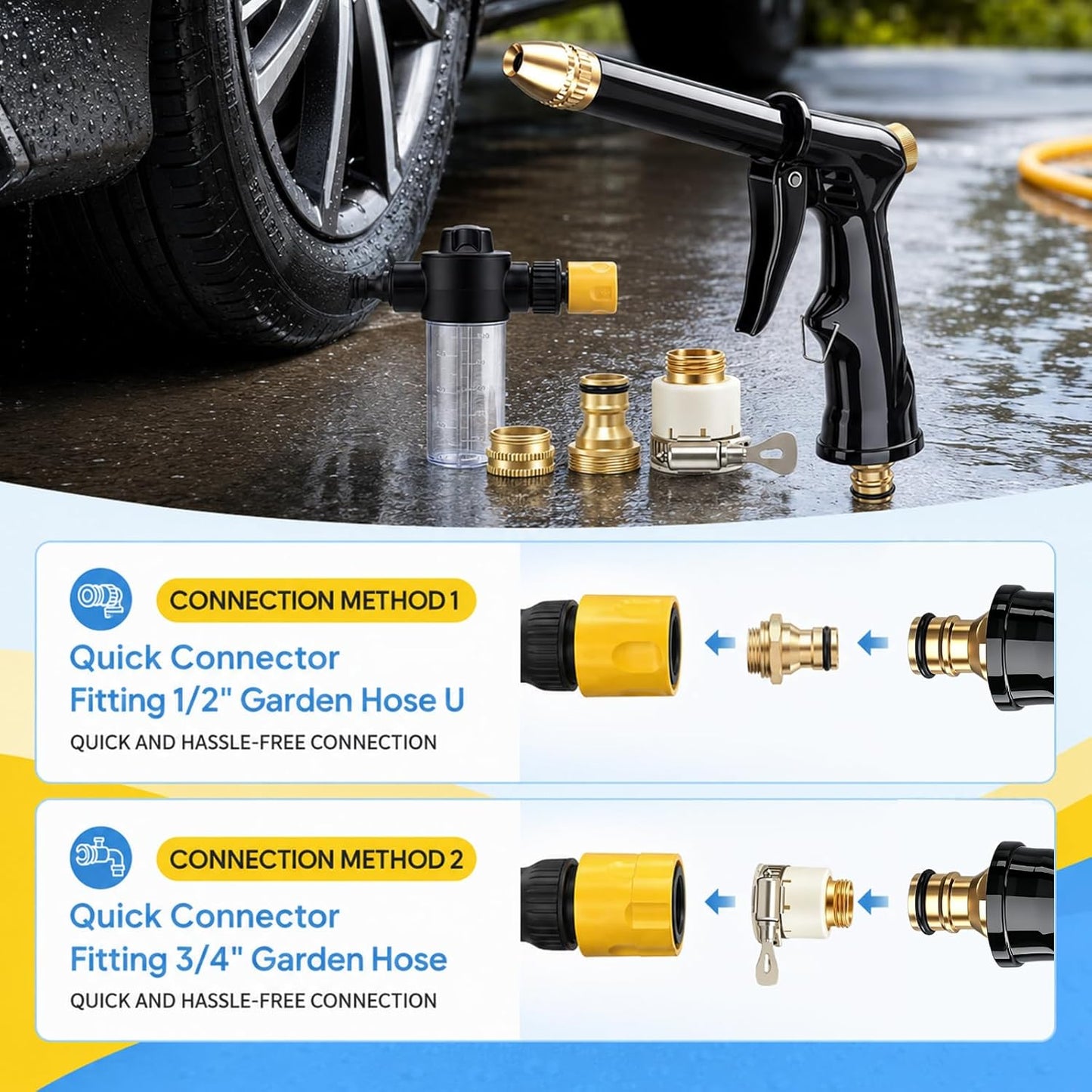 💪LAST DAY BUY 2 GET 1 FREE!!🏆JetSmart™ Upgraded High-Pressure Water Jet Gun💦Ergonomic Grip • Booster Nozzle • Hose Included-Powerful Car Wash🚗 Garden Watering🌻Effortless to Use!👍🇬🇧