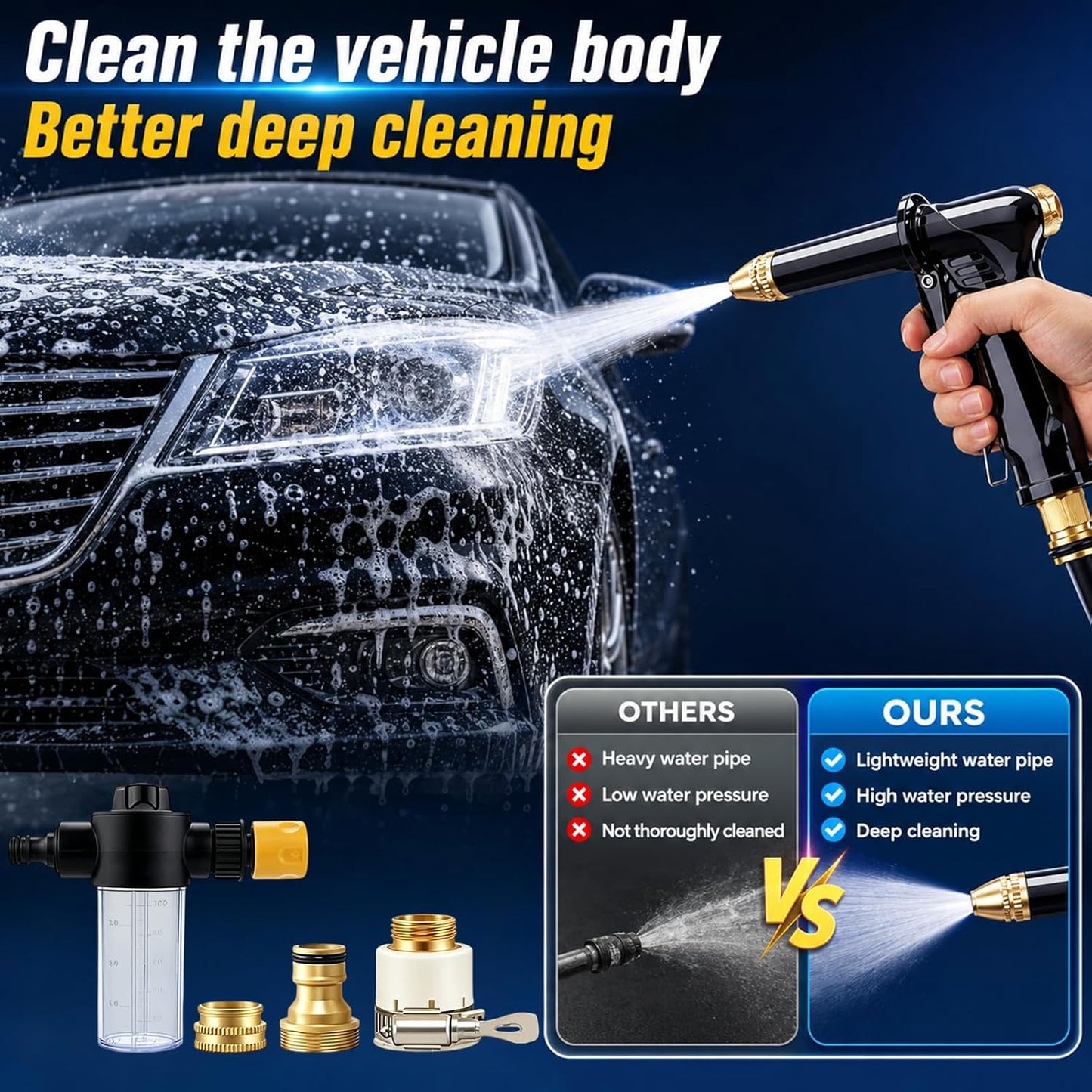 💪LAST DAY BUY 2 GET 1 FREE!!🏆JetSmart™ Upgraded High-Pressure Water Jet Gun💦Ergonomic Grip • Booster Nozzle • Hose Included-Powerful Car Wash🚗 Garden Watering🌻Effortless to Use!👍🇬🇧