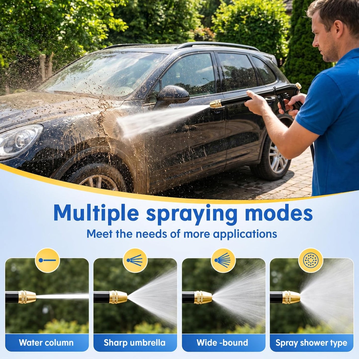 💪LAST DAY BUY 2 GET 1 FREE!!🏆JetSmart™ Upgraded High-Pressure Water Jet Gun💦Ergonomic Grip • Booster Nozzle • Hose Included-Powerful Car Wash🚗 Garden Watering🌻Effortless to Use!👍🇬🇧